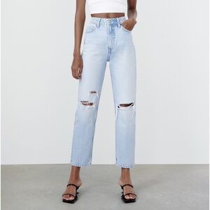 Zara ripped mom fit jeans- light denim
